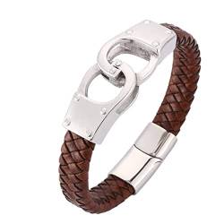 Beste-Freund-Armband für Männer, Herren-Edelstahl-Schmuck, Handschellen, magnetische Schnalle, geflochtenes Lederband-Armband von Generic