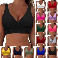 Bikini BH Damen Bademoden Bikinioberteil Große Brüste Damen Push up Bikini Top Gepolstert Swimsuit Bra Sport Trocknend Padded Bikini Swim Oberteil Rückenfrei Bikinioberteil (Gelb, M) von Generic