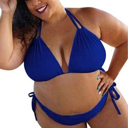 Bikini Damen Große Größen Bikini Bademode Übergröße Bikini Set Mollige Frauen Neckholder Plus Size Badeanzug Triangel Gepolstert Oberteil High Waist Bikinislips Shorts von Generic