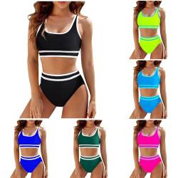 Bikini Damen Set Bauchweg Badeanzug High Waist Gerippte Bikini Push Up Bademode Sportlich sexy Strand Bikini Trendige Mehrfarbig Bikini von Generic