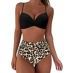 Bikini Damen Set High Waist Crossover Push up Bikini Bademode Sets Bandeau Bikini Elegant Zweiteiliger Badeanzug Sport Swimsuit von Generic