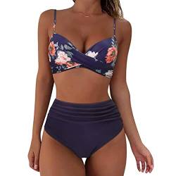 Bikini Damen Set High Waist Crossover Push up Bikini Bademode Sets Bandeau Bikini Elegant Zweiteiliger Badeanzug Sport Swimsuit von Generic