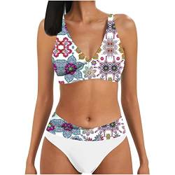 Bikini Damen Set Triangel Breites Unterbrustband Gerippte Bademode Zweiteiliger Badeanzug von Generic