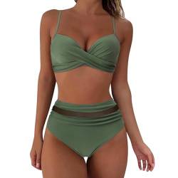 Bikini Damen Set Wickel Sexy Push Up Bikini Oberteil Bauchweg High Waist Bikini Set Bademode Zweiteilig Badeanzug Bikini Mädchen Blumenmuster Einfarbig Tankini Bikini Sets Bikini-Sets für Damen von Generic