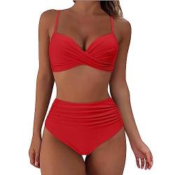 Bikini Damen Set Wickel Sexy Push Up Bikini Oberteil Bauchweg High Waist Bikini Set Bademode Zweiteilig Badeanzug Bikini Mädchen Blumenmuster Einfarbig Tankini Bikini Sets Bikini-Sets für Damen von Generic