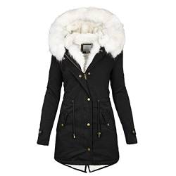 Black Friday Angebote 2023,Mantel Damen Winter Übergröße Lang Warm Winter Clothes Bequem Lässige Elegant Fleece Gefüttert Plüschmantel Mit Kordelzug Herbst Thermische Übergangsjacke,(Black,L) von Generic