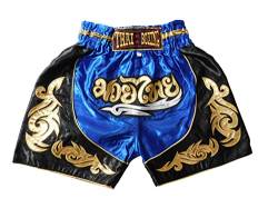 Blau Sportliche Junior Short für Muay Thai Boxen - Ideale Kickboxen Hose für Jungen und Mädchen (Kinder)- Perfekt für Gym, Sport und Fitness (as3, Age, 8_Years, 10_Years, Regular) von Generic