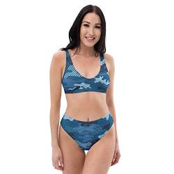 Blue Camouflage, Zweiteilige Strand Bikini Set aus recyceltem Polyester, Große Größen, Damen Badeanzug, Übergrößen, Plussize, L-3XL (XL) von Generic