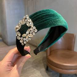 Blumenkopf Französisches Retro-Stirnband aus rotem Samt für Damen Herbst- und Wintertemperament Allgleiches mit Diamanthaarnadel Koreanisches High-End-Stirnband mit breiter Krempe, dunkelgrün von Generic