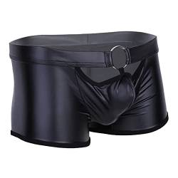 Boxershorts Männer Wetlook Sexy Unterhosen Herren Lack Unterwäsche Erotisch Wäsche Sexy Reizunterwäsche Männer Latex Lack Optik Herrentanga Boxershorts String Tanga Party Clubwear Schwarz XL von Generic