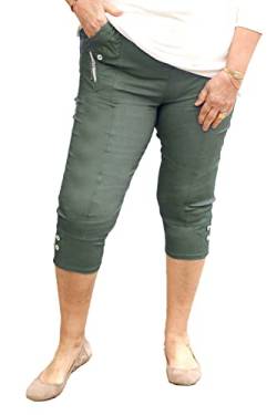 Caprice – Vera Tucci – Cropped-Caprihose für Damen, 3/4-Länge, elastischer Bund, army, 40 von Generic