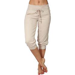 Caprihose Damen 3/4 Sommer Stretch Wanderhose Sommer 3/4 Sporthose Kurze Hose Fitness-Jogginghose Barmuda Shorts Sommerhose Knielang Freizeithose Große Größen Haremshose/Yogahose/Arbeitshose von Generic