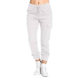 Cargo Hosen Frauen Hose Jogginghose Für Damen Cargohose Outdoorhose Leichte Trekkinghose Lässige Sporthose/Schnell Trocknende Hose Trainingshose Sport Hosen für Frauen mit Taschen (A1-White, L) von Generic