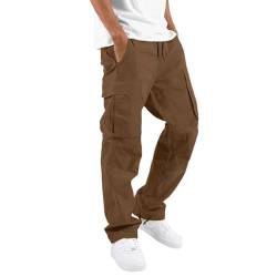 Cargohose Herren Men's Lässige Baggy Slim Fit Jogger Chino Pants Mit Taschen Men's Militär Practical Modern Sweatpants Coffee M von Generic