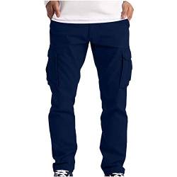 Cargohose Herren Regular Fit Freizeithose Baumwolle Lange Einfarbig Arbeitshose Loose Casual Cargo Hose mit Taschen Freizeithose Vintage Sporthose Trekkinghose für Männer Streetwear von Generic