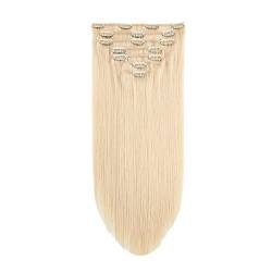 Clip-In-Haarverlängerungen, blond, können geschnitten, gefärbt und gestylt werden Clip-in-Haarverlängerungen, natürliches Haarteil (Color : 613#, Size : 18 INCH) von Generic