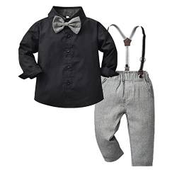 Clothes Set for Baby Birthday Cute Toddler Boys Long Sleeve T Shirt Tops Pants 6M to 7Years Child Kids Gentleman Outfits (Black, 6-12 Months) von Generic