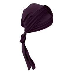 Compoundbogen Pfeile Eid Al Fitr-Stirnband für Damen, einfarbig, dreifacher langer Schwanz, muslimisches Stirnband, kann hinter dem Hut gebunden werden Stirnband Schwarz Damen (Purple, One Size) von Generic