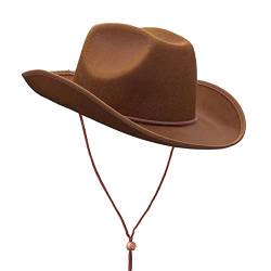 Cowboyhüte Panamahüte Herren Western Cowboy Reitmütze Retro-Hut Sonnenhut Western Cowboyhüte Sun Hat Sommer Elegante Dame HüteJazz Hut Lässige Outdoor Sommer Cowboy Strohkappen von Generic