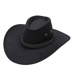 Cowboyhut breiter Krempe Strohhut Panama Cowboy Reitmütze Retro-Hut breiter Hut Herren Damen Outbacks Gürtel breit verstellbar Hut Mützen Outdoor männlich Jazz Hut Sommer Elegante Dame Hüte von Generic