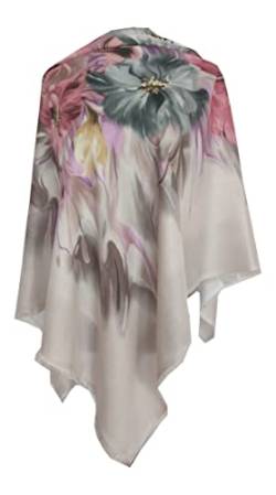 Crème Damen Schal Italienische Stil Tuch Umschlagtuch mit Blumen hochwertige Stola 115cm x 115cm von Generic