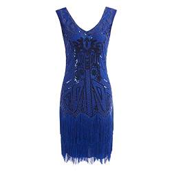 Damen 1920er Jahre V-Ausschnitt Pailletten Fransen Kleid Flapper Charleston Kleid Perlen Great Gatsby Kostüm Kleid 20er Jahre Cocktailkleid Abendkleid Partykleid Frauen Fasching Kostüm Kleid von Generic