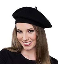 Damen Baskenmützen,Barette Warme Winter Herbst Baskenmütze Unisex Beanie Cap für Mädchen Damen (schwarz) von Generic