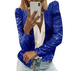 Damen Blazer Damen Pailletten Cardigan Jacke Langarm Glitzer Bomberjacke Party Club Jacke Pailletten-Blazer Damen Tailliert Anzugjacke Glitzer Tops Kurz Oberteile Blazer Glitzer Outfits Streetwear von Generic