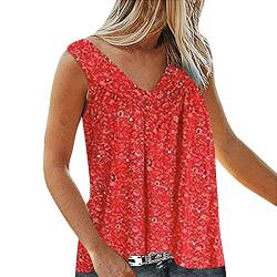 Damen Bluse TopsV Ausschnitt Party Stilvolles T-Shirt Damen Dickes Langarmshirt (03B-Rot, XXXXXXXL) von Generic