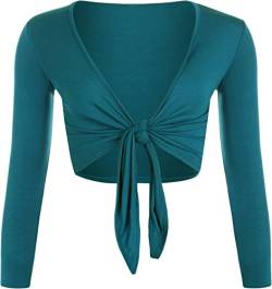 Damen Bolero mit langen Ärmeln und Krawatte, Bolero, geschnitten, Übergröße 36-54 Gr. 38-40, blaugrün von Generic