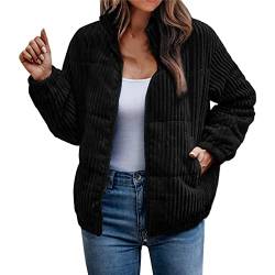 Damen Corduroy Jacke Vintage Cord Mantel Cordjacke Cord Mantel Damen Kurzjacke Lange Ärmel Winter Frühling Herbst Top Outwear Mode Langarm Retro Casual Winter Jacke von Generic