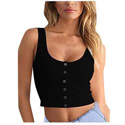 Damen Crop Top Spaghetti Kurz Oberteil Y2K Lässig Blusetops Sport Sommer Weiß Bauchfrei Aesthetic Cropped Tank Top Trägertop Damentop Croptops von Generic