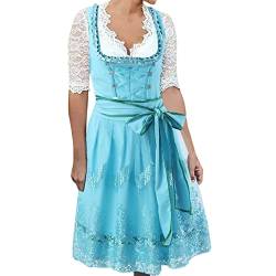 Damen Dirndl 3 Teilig Trachtenkleid Midi Dirndlkleid Trachten Kleid + Dirndlbluse+Schürze Grosse Grössen Trachtenmode Dirndl & Dirndl-Sets für Damen Mädchen Oktoberfest Outfit S-5XL von Generic