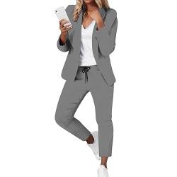 Damen Elegant Business Anzug Set 2-teilig Hosenanzug Blazer Hose Anzug Karo Kariert Zweiteiler Slimfit Streetwear von Generic