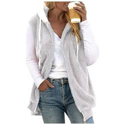 Damen Fleeceweste Plüschweste Kunstfell Teddy Fleece Weste Outwear Herbst Winter Outdoor Warm Daunenweste Steppweste Bequem Ärmellos Cardigan Jacke Longweste Westen von Generic