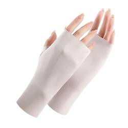 Damen Halbfinger Fahrhandschuh Sonnenschutz Handschuhe Halbseide Finger Sommerhandschuhe W6J7 Handschuhe Ice UV Fingerlos, beige, Einheitsgröße von Generic