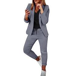 Damen Hosenanzug Elegant Business Anzug Set Blazer Hose 2-teilig Anzug Karo Kariert Zweiteiler Slimfit Festlich Sportlich Hosenanzug Streetwear von Generic