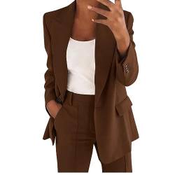 Damen Hosenanzug Elegant Business Anzug Set Große Größe Revers Büro Blazer Hose 2-teilig Anzug Zweiteiler Slimfit Festlich Sportlich Streetwear von Generic