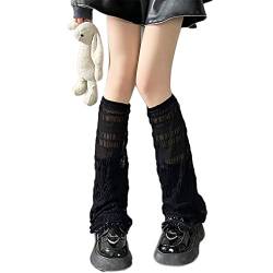 Damen Japanische , Sommer, dünne Beinstulpen, Rüschenbesatz, plissiert, gerüscht, gestreift, breit, ausgestellt, kniehoch, Fußabdeckung, Schwarz , One size von Generic