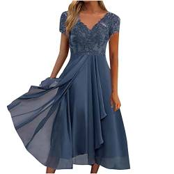 Damen Kleid Festliche Partykleid Elegant Spitze Ballkleid A Linie Klassisch Cocktailkleider Hohe Taille Spitzenkleid Knielang Modischen Kleider Retro Cocktail Einfarbiges Festkleid von Generic