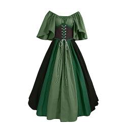 Damen Kleid Mittelalter Renaissance Kleid Cosplay Dress Kurzarm Viktorianische Gothic Kleidung Große Größen Karneval Kostüm Kurzarm Trompetenärmel Schulterfreies Halloween Kleid S-5XL von Generic