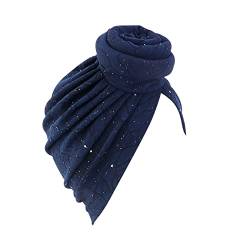 Damen Kopftuch Hut Mütze Haarschal Turban Kopfwickel Turban Hüte Kopfbedeckung Dünne Schweißbänder für Männer (Marineblau, Einheitsgröße) von Generic