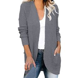 Damen Langarm Open Front Grobstrick Cardigan Sweater Outwear Offene Strickjacken für Damen, dunkelgrau, 36 von Generic