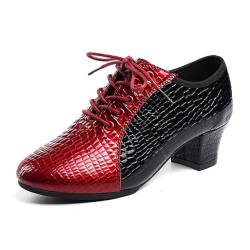 Damen Latin Salsa Ballsaal Tanzschuhe, 3,5 cm Absätze Damen Charakter Schuhe Brautkleid Pumps Sneaker,Rot,35 EU von Generic