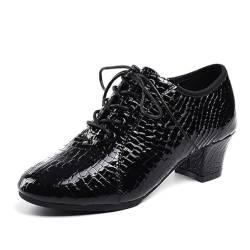 Damen Latin Salsa Ballsaal Tanzschuhe, 3,5 cm Absätze Damen Charakter Schuhe Brautkleid Pumps Sneaker,Schwarz,37 EU von Generic