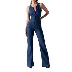 Damen Latzhose Jeans Denim Overall Jumpsuit - Latzhosen Denim Jumpsuit Slim Jeanslatzhose Overall Jumpsuit Playsuit Jeans Hosenanzug Damen Jeanslatzhose Chnnamzu-P45 von Generic