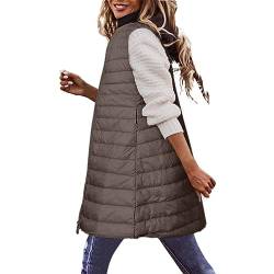 Damen Long Weste Leichte Daunenweste Steppweste Ärmellose Winterjacke Übergangsweste Winter Warm Daunenmantel mit Reißverschluss Outdoor Gesteppt Damenweste Großer Größe Puffer Jacke für Frauen von Generic