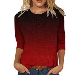 Damen Oberteile, Hemd Damen Tshirt Sommer Oversize Shirt Damen Sommer Blusen Rock Nachthemden Für Klamotten Bluse Elegant Basic T Shirt Mit U-Boot Ausschnitt Damen (Rot,XXL) von Generic