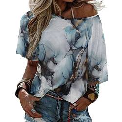 Damen Oberteile Casual Lose Tshirt,Transparente Bluse,Chiffon Bluse,Rüschenblusen,Hemdbluse Blau Weiß Gestreift,Bluse Silber Festlich,Luftige Sommerblusen,Rüschen Bluse 80Er von Generic