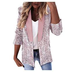 Damen Pailletten Blazer Pailletten Schimmer Jacke Lässig Langarm Glitzer Party Glänzend Mantel Rave Oberbekleidung Mantel Damen Mit Stehkragen von Generic